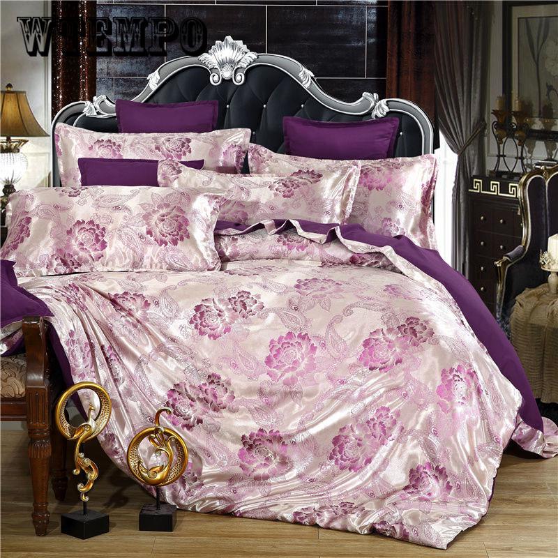 Tencel Embroidery Bedding Set Jacquard Duvet Cover Bed sheet Pillowcase Bed Linen Queen