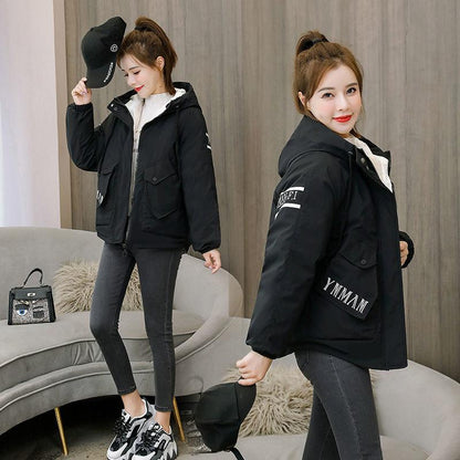 Winter Women's Short Down Padded Jacket Fashion Students Plus Velvet Thick Padded Jacket