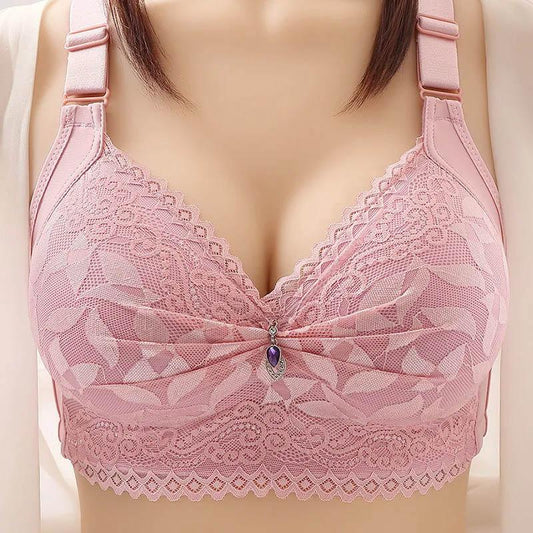 Large Size Underwear Women's Anti-sagging Gathered Breasts Comfortable Full Cup Thin Breathable No Steel Ring Sexy Lace Bra