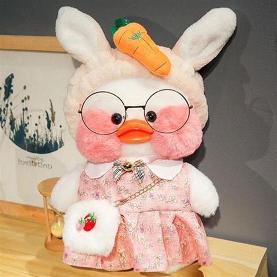 Children's Plush Toys Girl's Lovely Cartoon Duck Soft Dolls 1pcs Kid's 30cm Birthday Toys with Sweater and Glasses