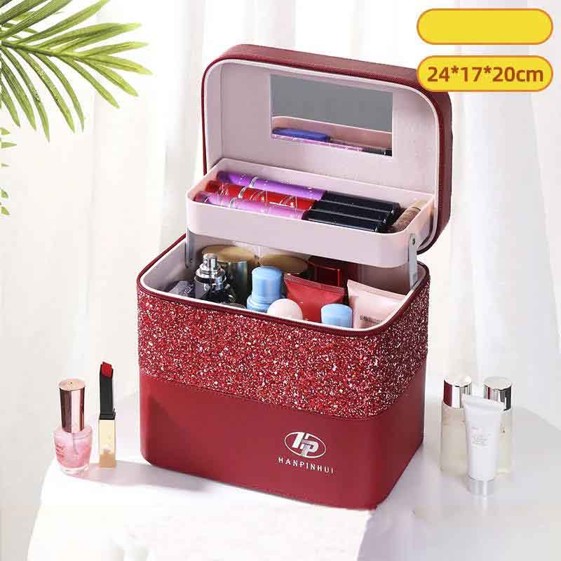 Cosmetic Bag Large-capacity Two-layer Color Matching Multi-functional Portable Cosmetic Storage Box