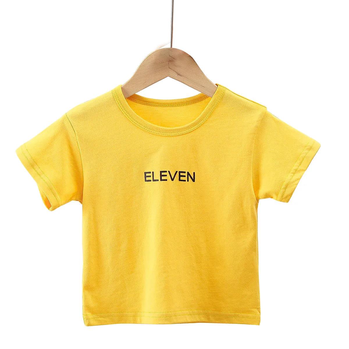 Children's Summer T-shirt Pure Cotton Thin Baby Cotton Short-sleeved Boys and Girls Candy Color Solid Color Children's Foreign Style Blouse