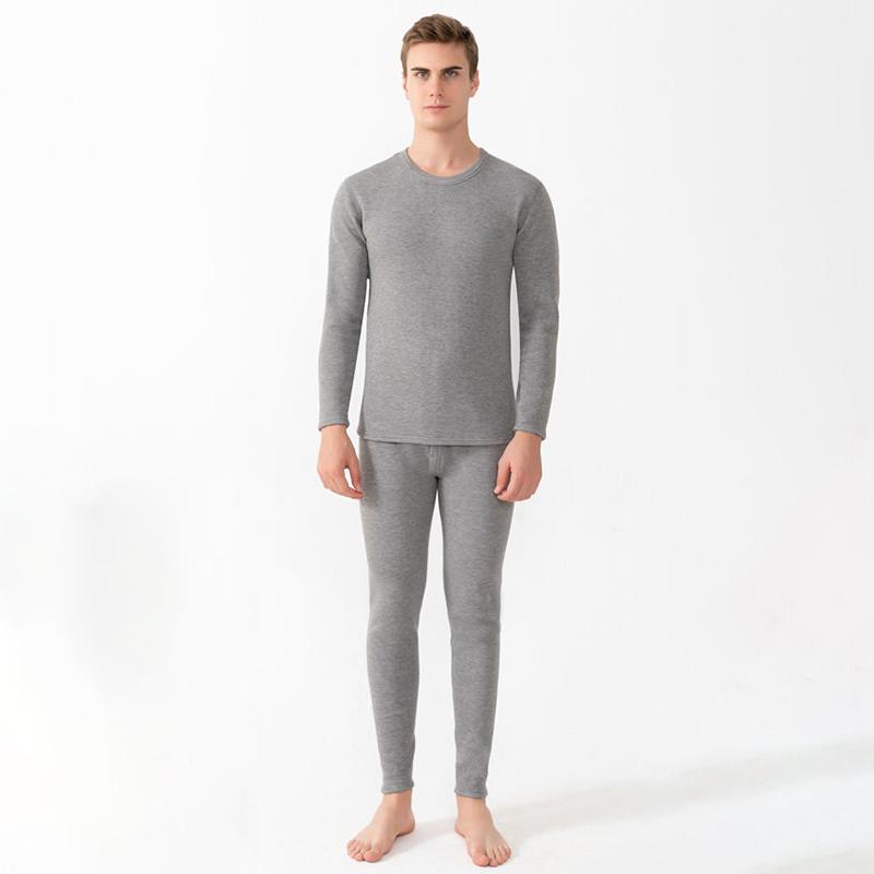 Men Winter Autumn Plus Velvet Thicken Thermal Underwear Tight Suit High Elasticity Wearable Comfortable Soft Lining O-neck Male Pajamas Long Sleeve