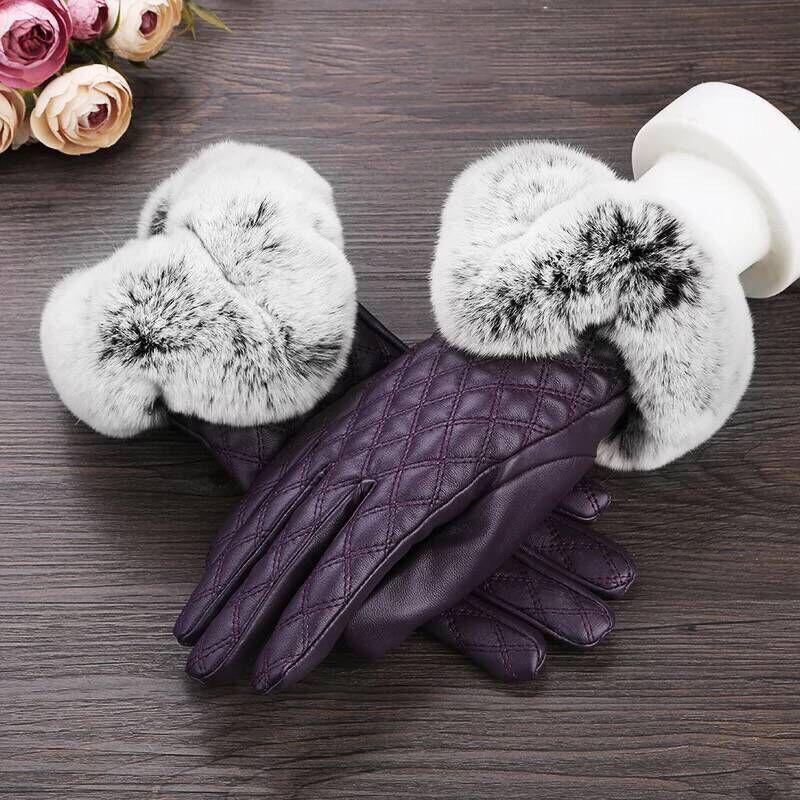 Windproof gloves Winter Warm Leather gloves Thick gloves Woman fashion gloves Plush Cotton gloves