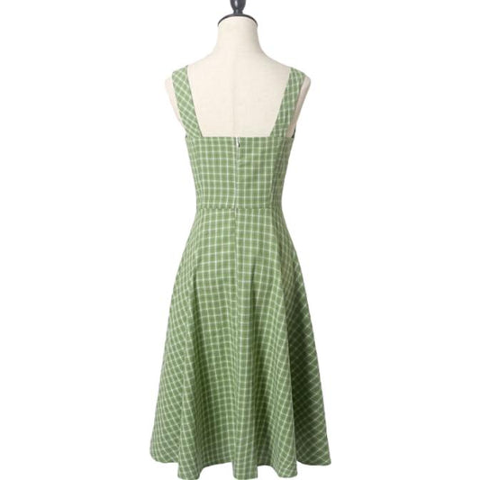 Female Summer Solid Color Simple Elegant Dress Vintage Suspender Lattice Versatile Slim Dress