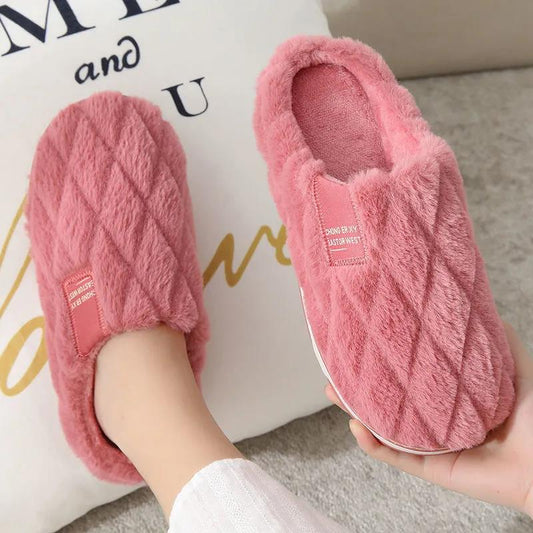 Autumn and Winter Pure Cotton Slippers Indoor Non-slip Soft-soled Shoes Warm Simple Plush Cotton Shoes