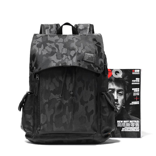 Camouflage genuine leather Men backpack  Travel computer laptop Shoulders Bag with USB charging port