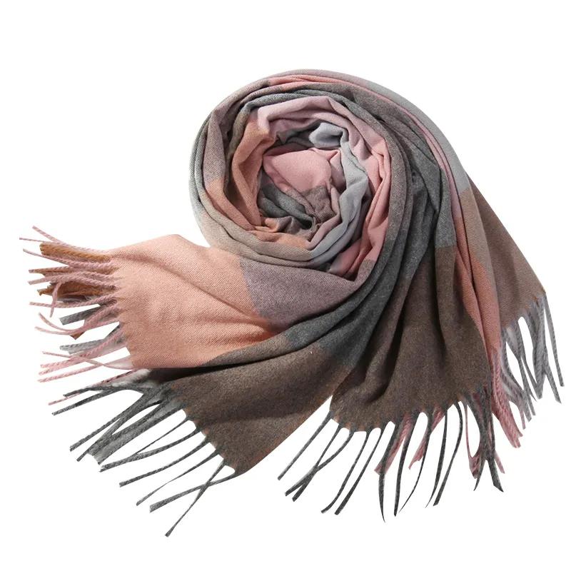 Scarfs for Women Cashmere Warm Tassel Long Plaid Ladies Scarves Shawls Fashion Scarf Wraps Female