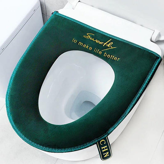 Household Plush Toilet Seat Four Seasons Universal Toilet Cover Bathroom Toilet Waterproof Zipper Toilet Cover