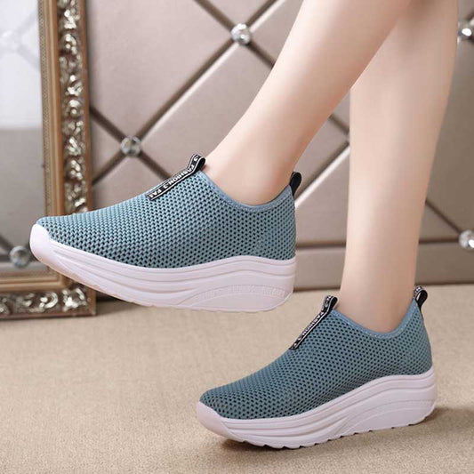 Shoes Women's Breathable Mesh Sneakers Rocking Shoes Thick-soled Spring and Summer Models Slip-on Mother Shoes