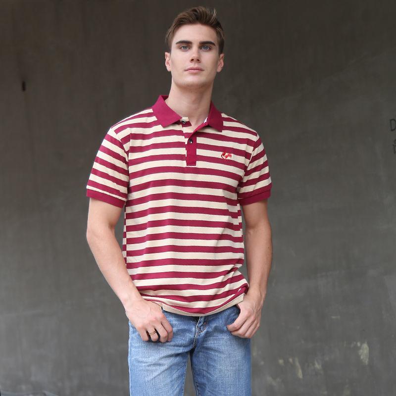 Summer Men's Lapel Striped Polo Shirt Cotton Short-sleeved Business Casual T-shirt