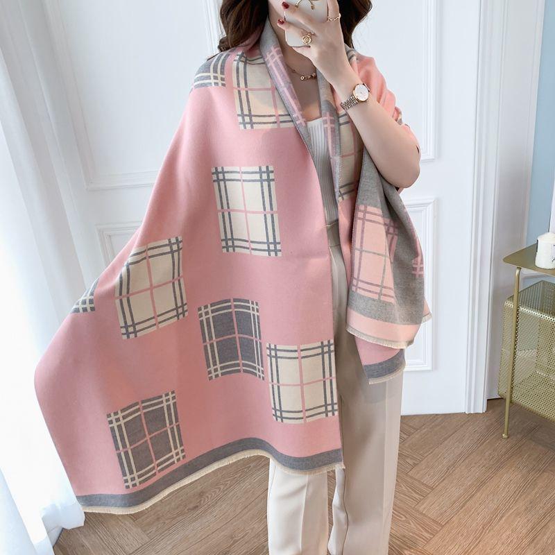 Women's Winter All-match Thickened Air-conditioned Room Warm and Soft Wrapped Double-sided Scarf Oversized Cashmere Shawl Dual-use