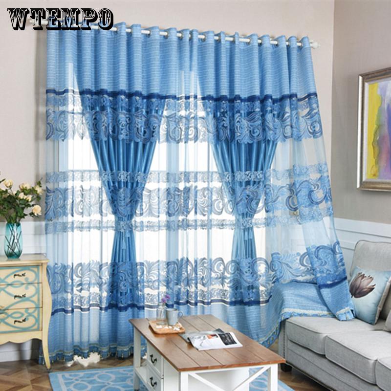 WTEMPO Window Curtain Printed Bedroom Curtain Home Texitle Semi-Blackout Curtain