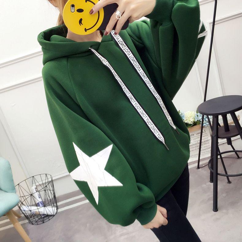 Long sleeve warm hooded Top Autumn winter sweater cotton women Sweatshirt wild large size