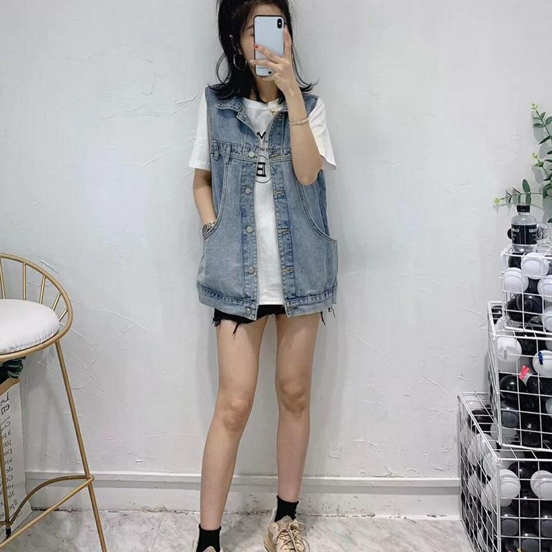 Denim Vest Women Loose Sleeveless Vest Waistcoat Jacket Casual Loose Women's Denim Sleeveless Jacket Comfortable