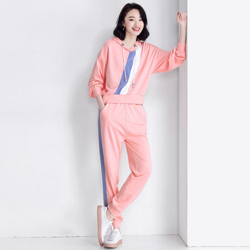 Women Casual Tracksuit Joggers Two Pieces Set Spring Autumn Hooded Sweatshirts Pants Streetwear Outfits Sweatpants Sports Suit