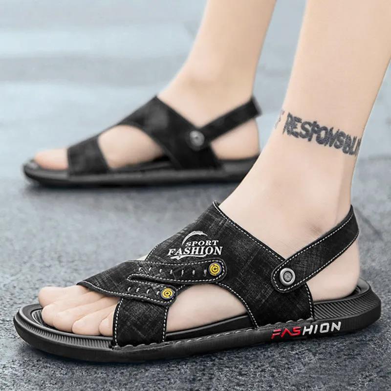 Summer Dual Purpose Men's Sandals Non-slip Soft-soled Slippers Casual Wear Waterproof Sandals