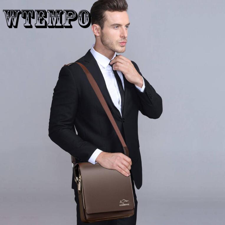 Messenger Shoulder Bag Men Leather Briefcase Casual Business Crossbody Handbag