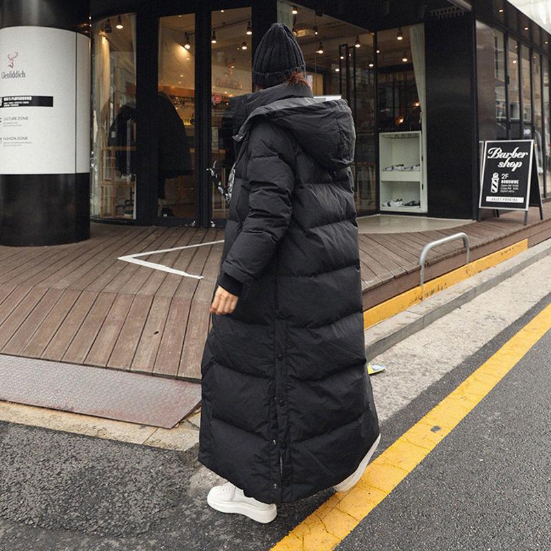 Women's Super Long Hooded Stand-collar Slim Padded Jacket Women's Long Knee-to-ankle Padded Jacket Winter Thick Black Jacket Women