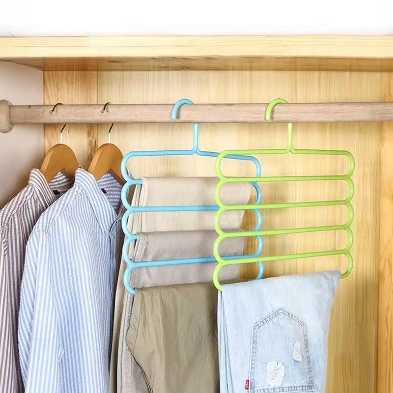 5/10Pcs Multifunctional Five-layer Pants Shelf Non-slip Multi-layer Clothes Hanger Drying Rack Towel Indoor Storage Artifact Pants Hanging Scarf Rack