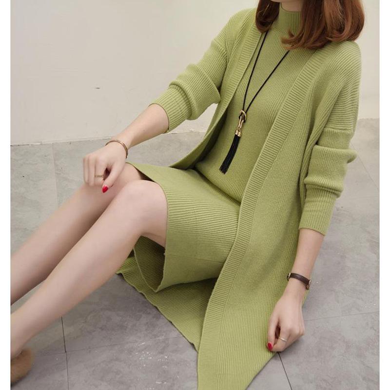 Autumn and Winter Fashion Casual Coat Loose Long-sleeved Sweater Mid-length Cardigan