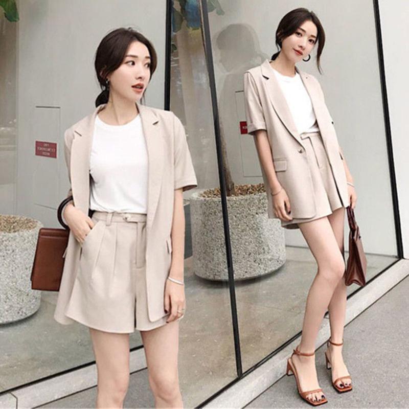 Summer Temperament Short-sleeved Small Suit Jacket Female Shorts Casual Suit Two-piece Suit Casual Suit Suit Elegant Temperament