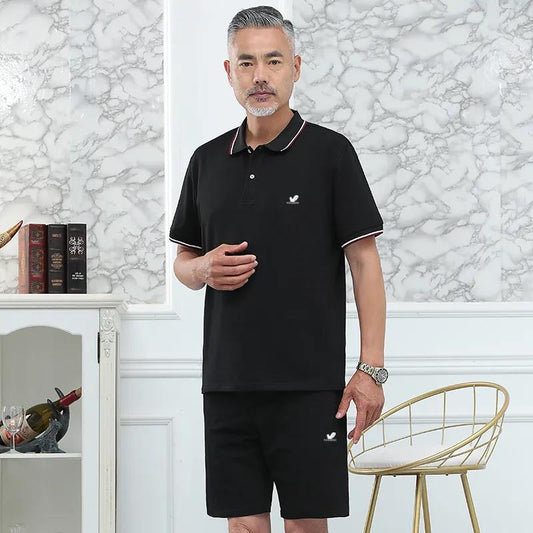 Summer Middle-aged and Elderly Men's Short-sleeved Suit Sports Cotton Loose Dad Two-piece Men's Suit