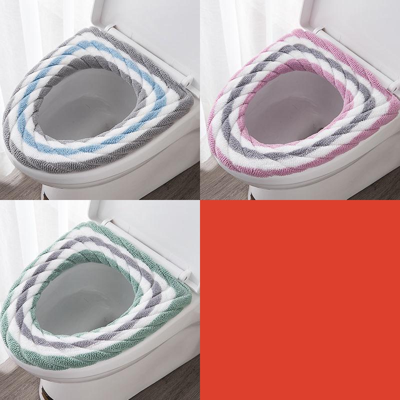 2PS Toilet Seat Cushion Household Toilet Seat Cushion Winter Thickened Plush Toilet Seat Cover Toilet Seat Washer Washable