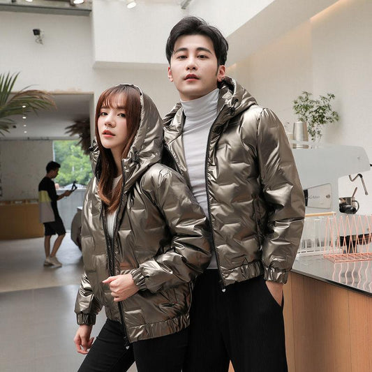 Fashion Trend Short Stand Collar Men's Down Jacket Winter Large Size Windproof Duck Down Warm Young Couple Hooded Jacket