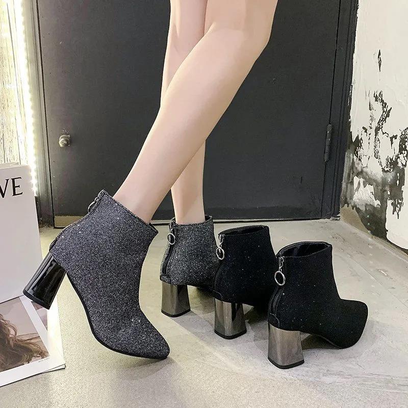 Women's Mid-heel Leather Ankle Boots Chunky Heel Fashion Martin Boots All-match Plus Size Ladies Leather Boots