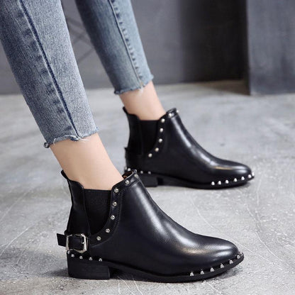 Autumn Winter Women Boots Fashion Rivet Dector Shoes High Quality PU Fashion Martin Ankle Boots