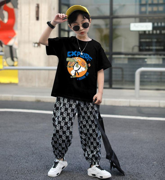 Boys' Summer Suits Big Children's Cotton T-shirts Children's Loose Casual Anti-mosquito Pants