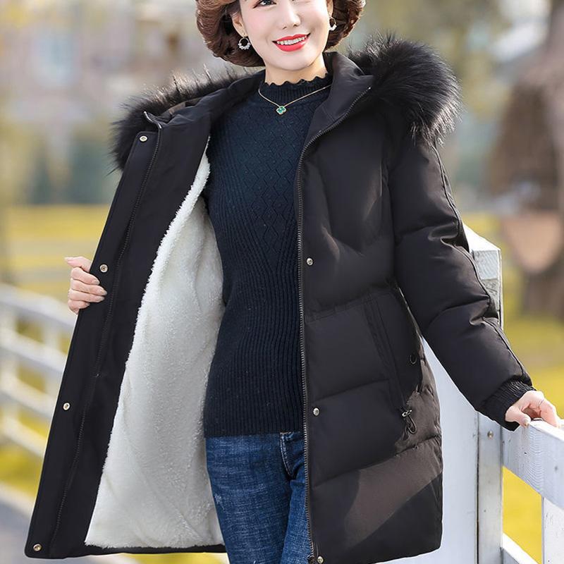 Winter Coat Down Padded Jacket Plus Velvet Padded Jacket Women's Mid-length Padded Jacket