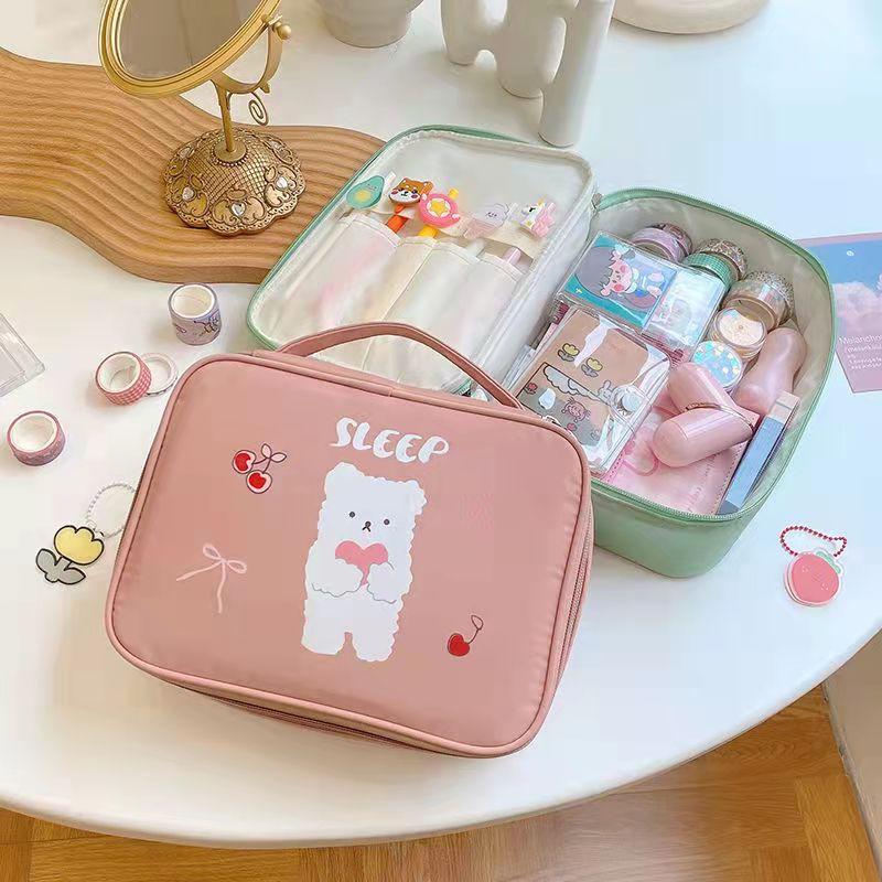 Portable Outing Storage Bag Travel Cosmetic Bag Portable Korean Wash Bag Large Capacity Cosmetic Storage Female Bag Cartoon Pattern Bag