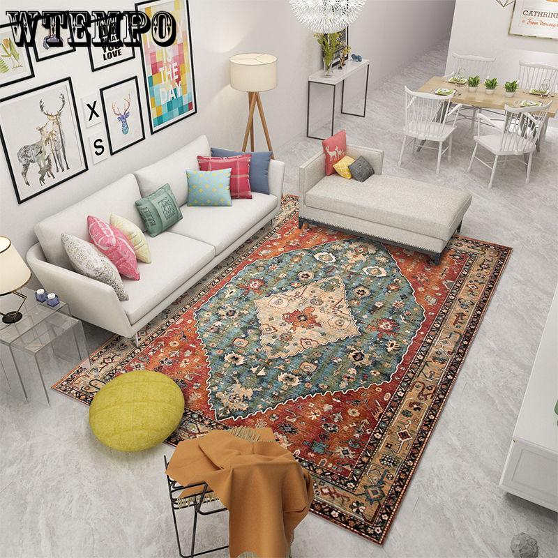 Large Area Rugs Persian Style National Printed Carpets for Living Room Bedroom Anti-Slip Floor Mat