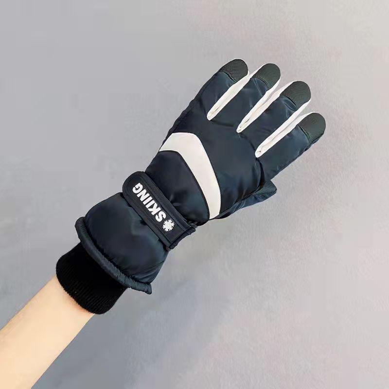 Men's and Women's Winter Ski Gloves Touch Screen Plus Velvet Thick Warm Cute Riding Outdoor Motorcycle Waterproof and Cold-proof Driving Gloves