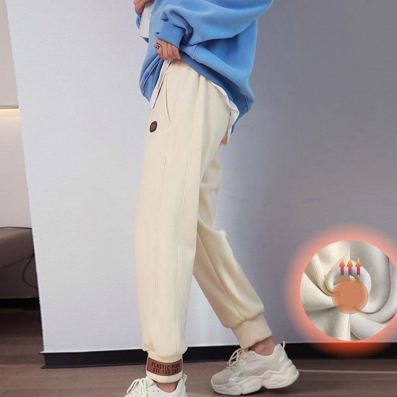 Pregnant Women's Trousers, Sports Loose, Outer Wear, Spring and Autumn, Thin, All-match Straight Autumn and Winter Plus Velvet Thick Casual Pants