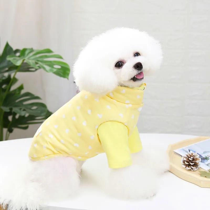 Dog Clothes Winter Floral Thick Warm Jacket Double-sided Vest Cat Teddy Pet Dog Winter Clothing 2 Legged Outerwear Jumpsuit Windproof Comfortable Coat