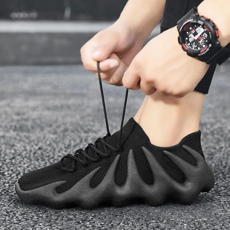 Men's Spring Fly Woven Mesh Shoes Boys Sports Casual Shoes Student Breathable Couple Dad Shoes Comfortable Coconut Shoes Fitness Shoes