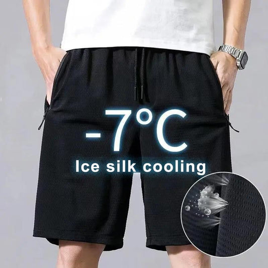 Ice Silk Breathable Five-point Pants Shorts Men's Summer Quick-drying Loose Thin Five-point Pants Home Big Pants