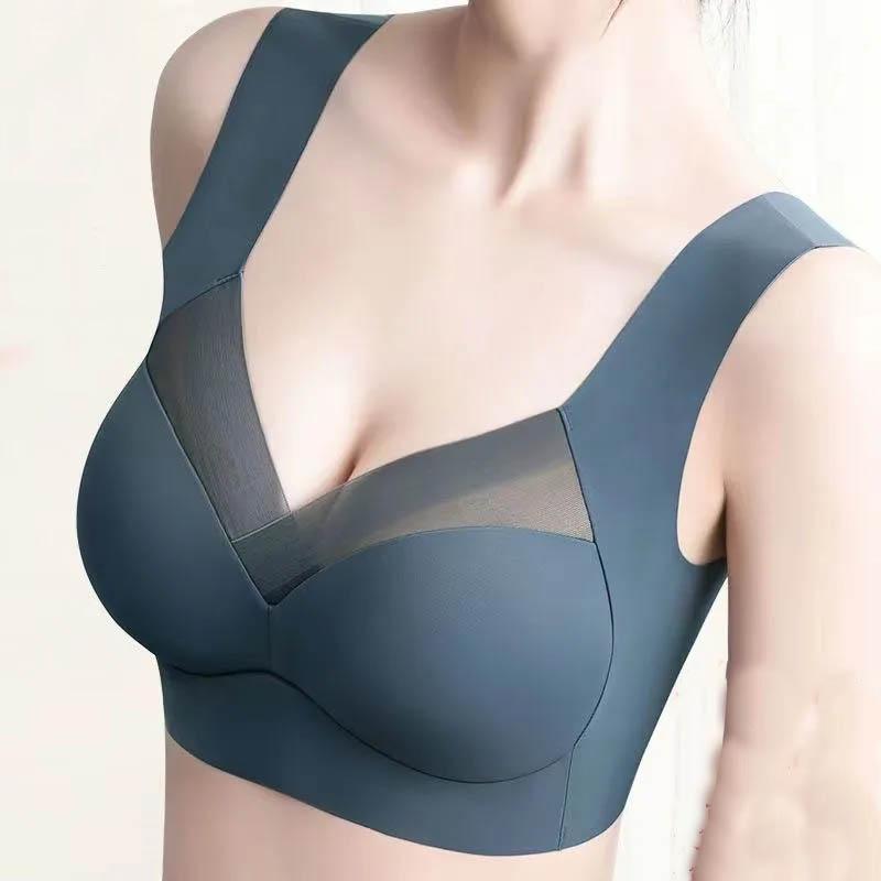 Ladies Seamless Ice Silk Sexy Bra Gathered Anti-sagging Summer Thin Lightweight Breathable Beautiful Back Sports Bra