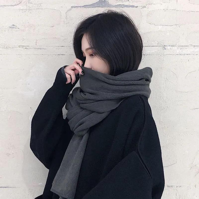 Autumn and Winter Women's Scarf Imitation Cashmere Thickening Fashion Warm Scarf Pure Color Wild Scarf Shawl