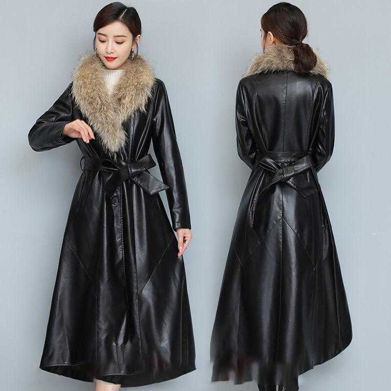 Winter Women's Fur Coat  Plush Thickening Medium Length Women's Leather Coat Slim Closing Woman Parka Coat