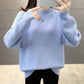 Autumn and Winter Loose Sweater Thick Korean Knit Jacket Half High Collar Casual Girl Student's Top