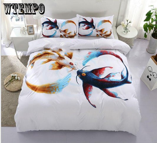 Duvet Cover Sets 3pcs Flying Fish 3D Animal Print Bedding Set Microfiber Bedclothes