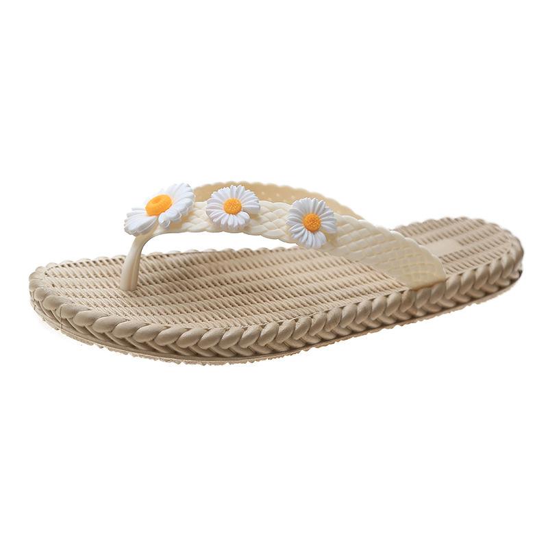 Flip-flops Female Summer Small Daisy Non-slip Beach Vacation Outer Wear Flip Flops Flip Flops Flat Bottom Light Ladies Sandals