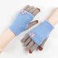 Women's Winter Knitted Touch Screen Gloves Thickened Warm Five-finger Cute Bowknot Woolen Riding All-match Mittens Hand Wrist Warmer