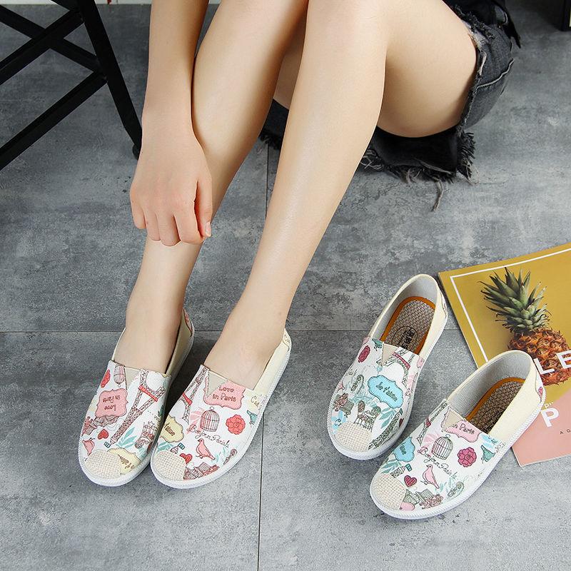 Soft-soled Shoes Breathable Canvas Shoes Women's Old Beijing Cloth Shoes, Spring and Autumn, A Pedal Lazy Flat Shoes