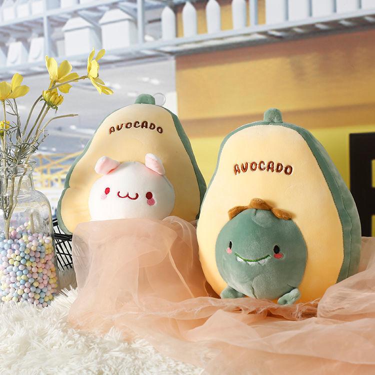 Children's Plush Toys Lovely Soft Elastic Cashmere Avocado Plush Doll Cute Rabbit Bear Dinosaur Expression Avocado Doll Pillow