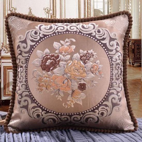 Washable Cushion Covers  European-style Printed Sofa Pillowcase Cover for  Living Room Car Pillow Cushion Lumbar Support Cover Removable